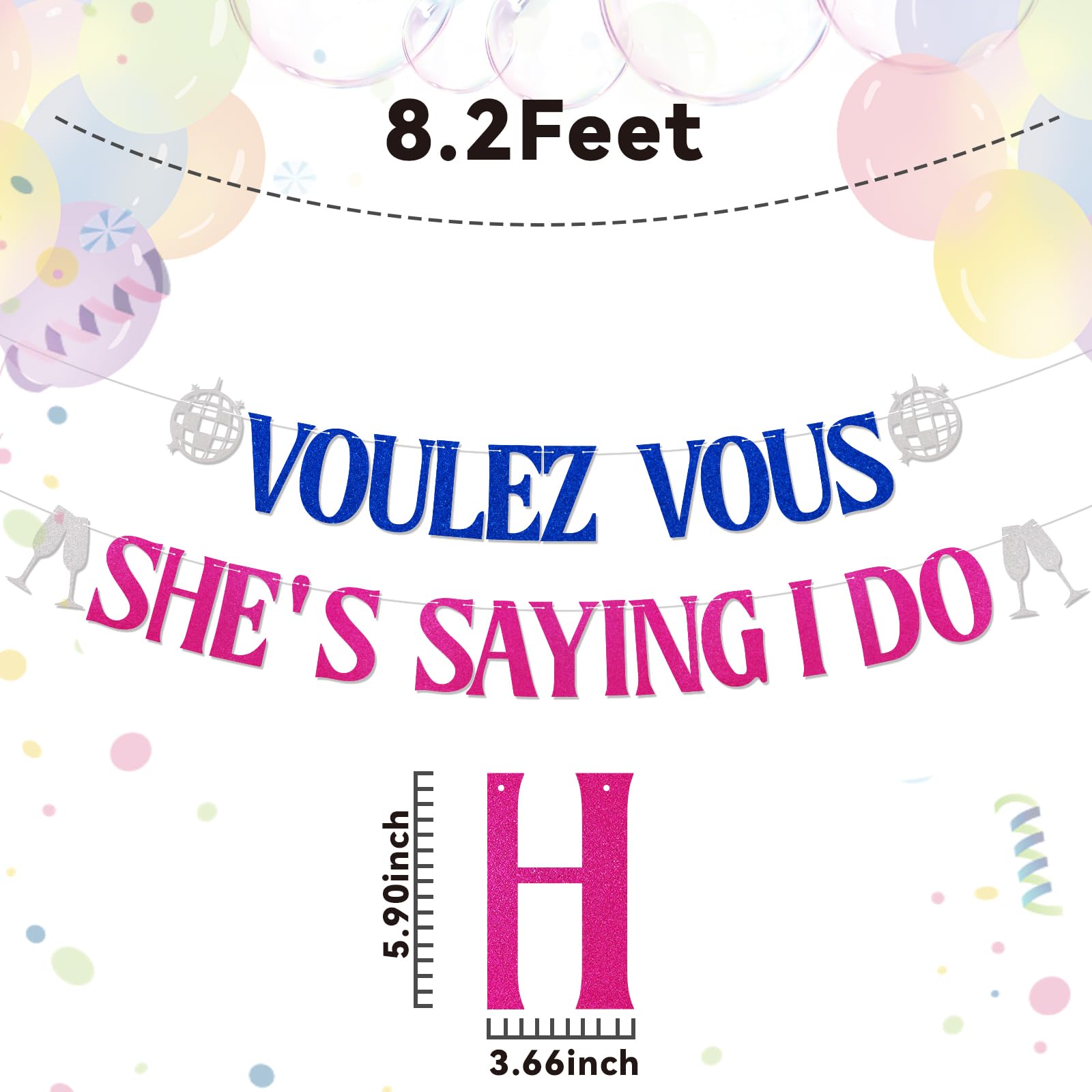 Voulez Vous She's Saying I Do Banner, She Found Her Honey Honey Bachelorette Party Decorations, Dancing Queen Bridal Shower Wedding Bachelorette Party Decorations Blue Pink Glitter