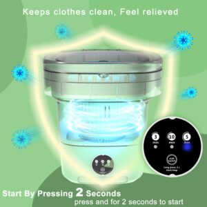 Portable Washing Machine, Foldable Mini Washing Machine and Spin Dryer, 11L Large Capacity, Small Collapsible Laundry Washer for Apartment, Travel, RV, Underwears, Socks, Baby Clothes (Green)