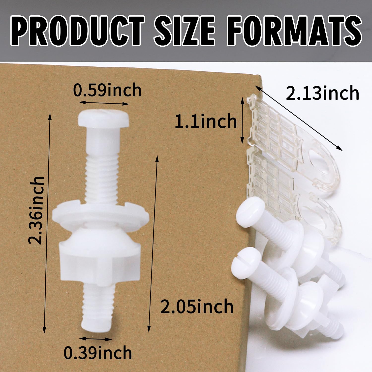 Toilet Seat Bolts Compatible with TOTO THU689 Toilets and Bidets Replacement Parts,Traditional Universal Toilet Seats Replacement Parts,White Plastic Bidet Parts (Pack of 2)