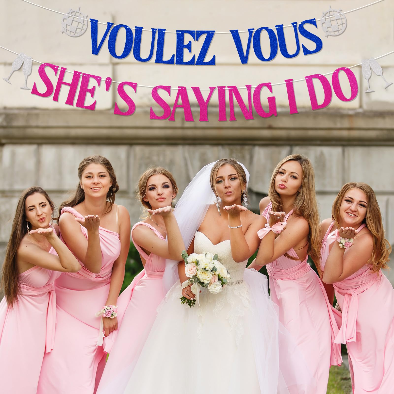 Voulez Vous She's Saying I Do Banner, She Found Her Honey Honey Bachelorette Party Decorations, Dancing Queen Bridal Shower Wedding Bachelorette Party Decorations Blue Pink Glitter