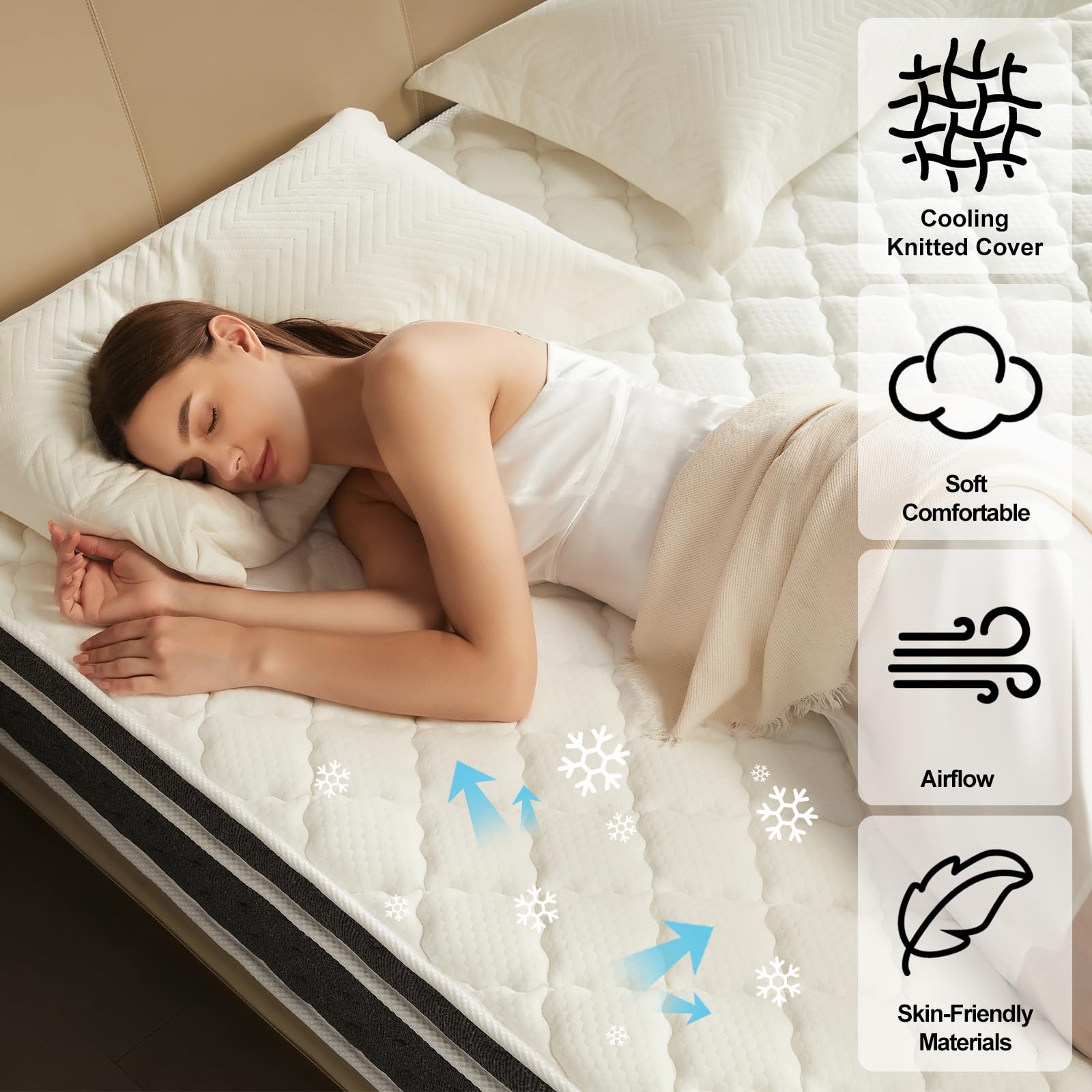 Ablyea Queen Size Mattress 10 Inch Hybrid Mattress in a Box with Memory Foam - Individually Wrapped Pocket Coils Spring, Edge Support Pressure Relief, CertiPUR-US Certified(Medium Firm) 10 Inch Queen