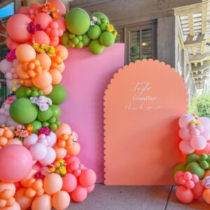 Pink and Orange Balloon Arch Kit, Double Stuffed Olive Green Hot Pink Orange Balloons, Pastel Pink Balloon Arch Kit for Baby Shower Birthday Wedding Bridal Summer Wonderland Party Supplies