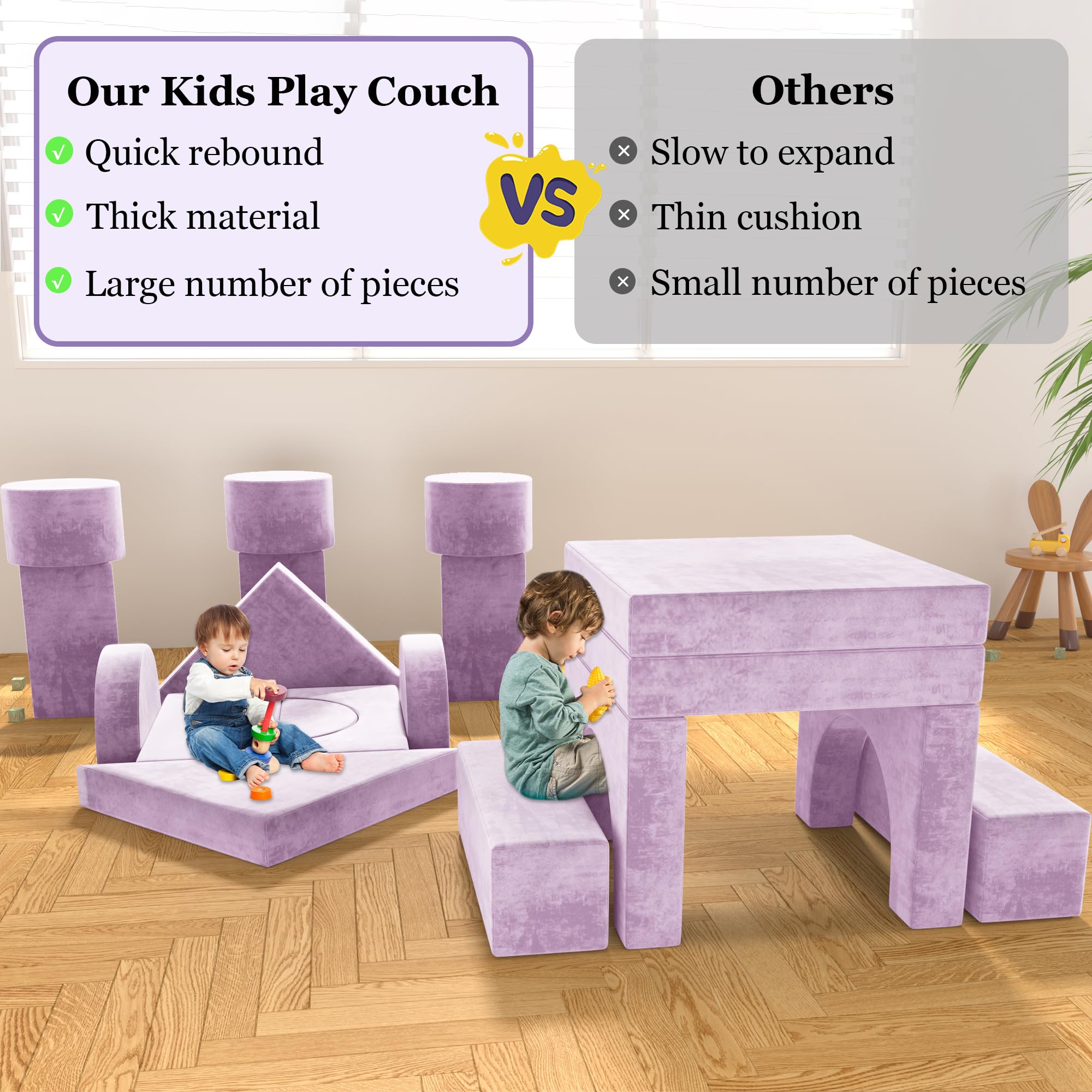 Modular Kids Play Couch, 20PCS Kids Modular Couch for 4 Kids, Kids Couch for Playroom, Modular Kids Couch for Boys and Girls, Modular Couch Kids (Blueberry)