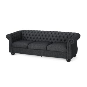 christopher knight home farhar sofas, 84.5 "w x 34 "d x 27.5 "h, black textured tweed + matte black