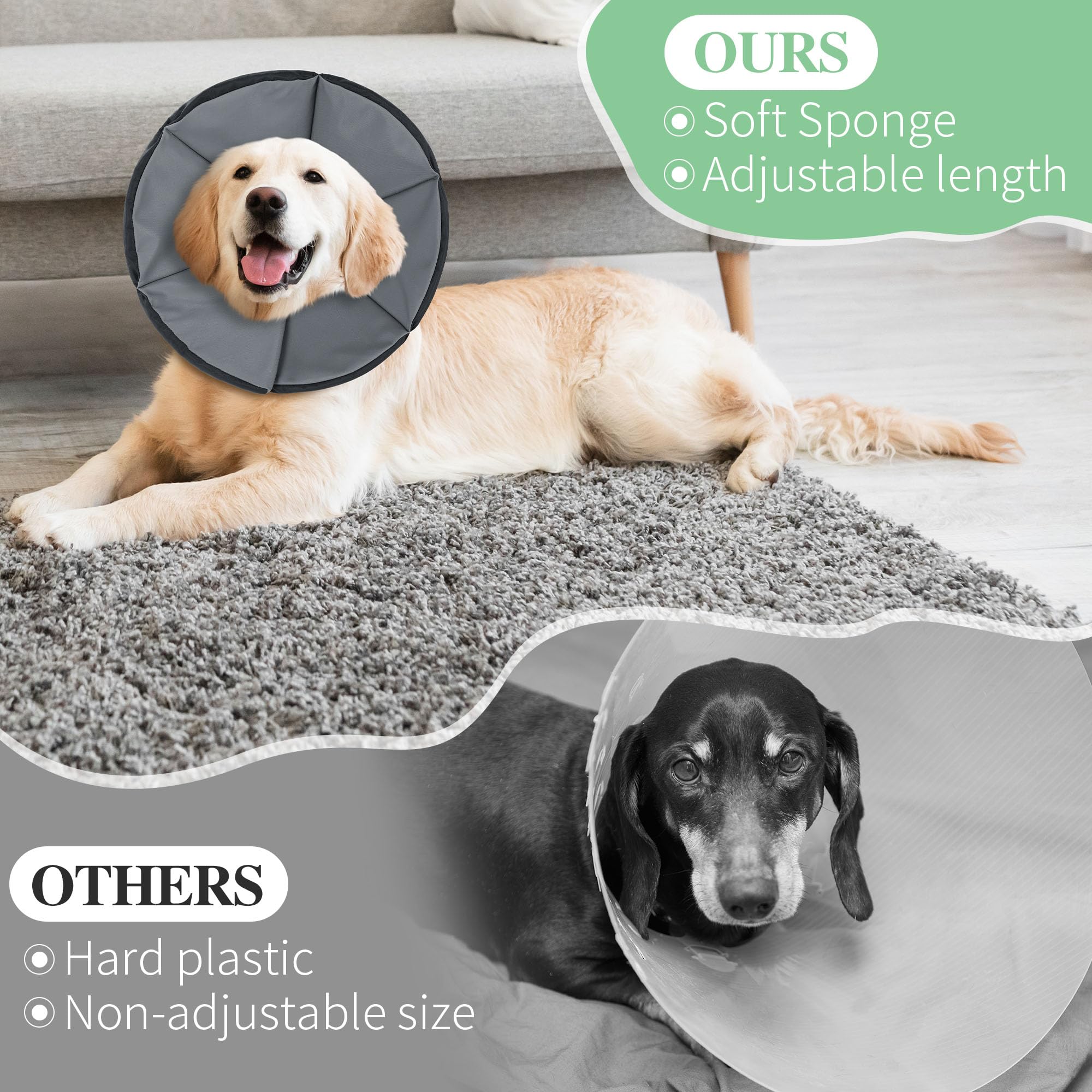 ROYALAY Adjustable Soft Dog Cone for Dogs After Surgery, Pet Recovery Collar for Large Medium Dogs and Cats, Comfy Elizabethan Collar Prevent Biting Scratching, Pet Cone for Wound Care, Spay, Neuter,L