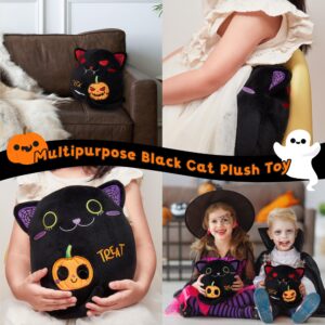 Halloween Black Cat Plush Gifts - Two-Sided Black Cat Halloween Stuffed Animal Toy,Trick or Treat,9.4" Soft Stuffed Black Cat Pumpkin Throw Pillow Gift for Kids Birthday Halloween Decorations,1 Piece