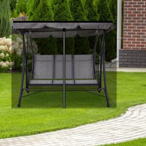 JOJOCY Patio Mosquito Netting, 3 Seater Swing Mosquito Mesh Screen w/Zipper Sunshade Waterproof Roof Porch Swing Net Outdoor Patio Netting Screen