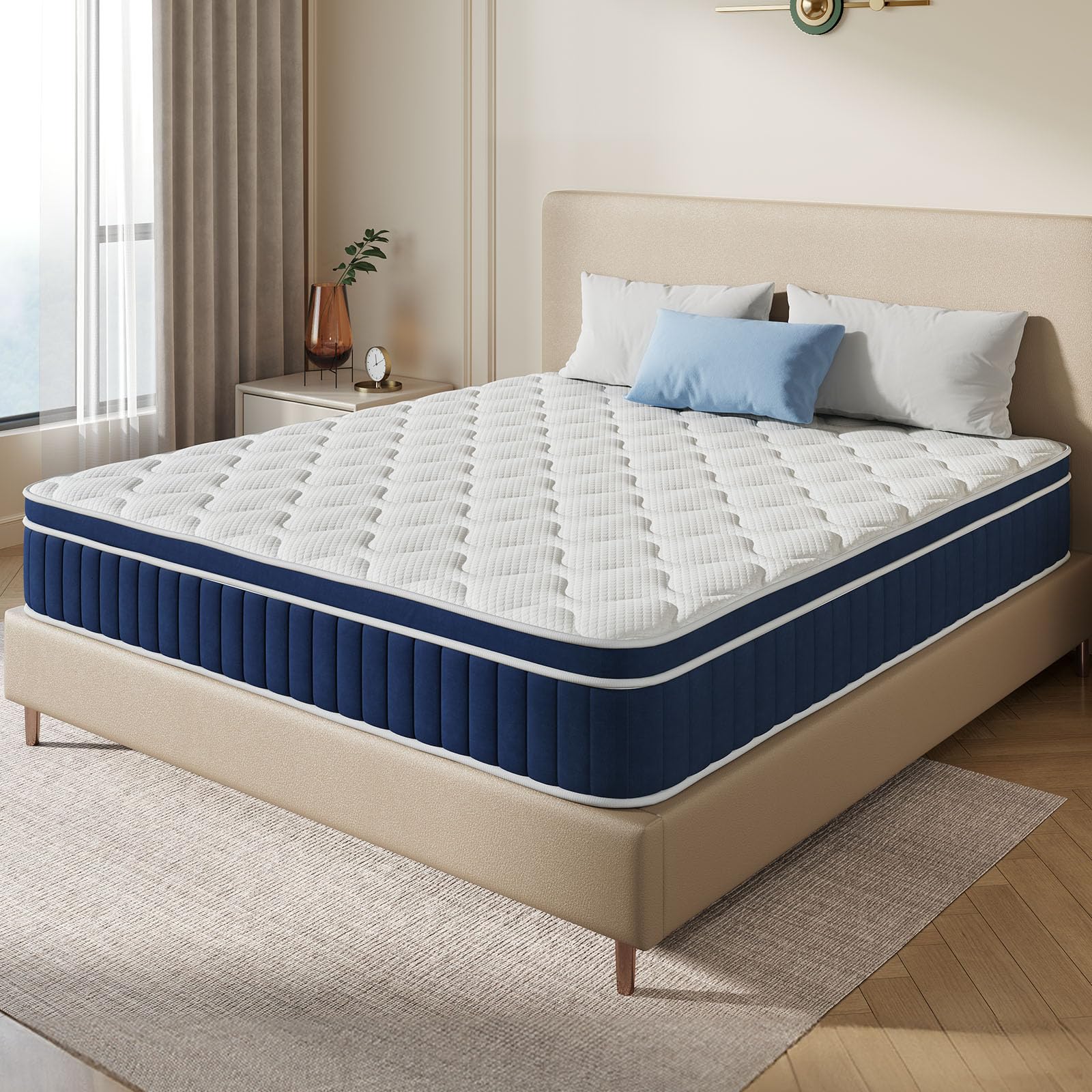 Rolanstar Full Size Mattress, 12 Inch Foam Hybrid Mattress with Independent Spring, Medium Firm Mattress in a Box, Breathable and Pressure Relief, CertiPUR-US