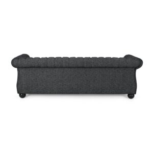 Christopher Knight Home Farhar Sofas, 84.5 "W x 34 "D x 27.5 "H, Black Textured Tweed + Matte Black