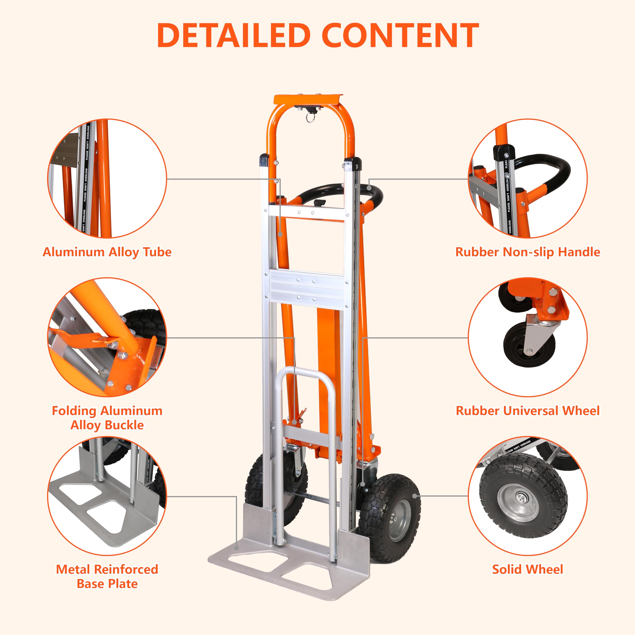 Aluminum Convertible Hand Truck, 3 in 1 Folding Dolly 1000 LBS Capacity Heavy Duty Industrial Platform Cart Collapsible Truck for Transport & Moving in Warehouse, Home, Supermarket