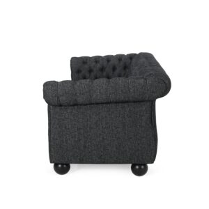 Christopher Knight Home Farhar Sofas, 84.5 "W x 34 "D x 27.5 "H, Black Textured Tweed + Matte Black