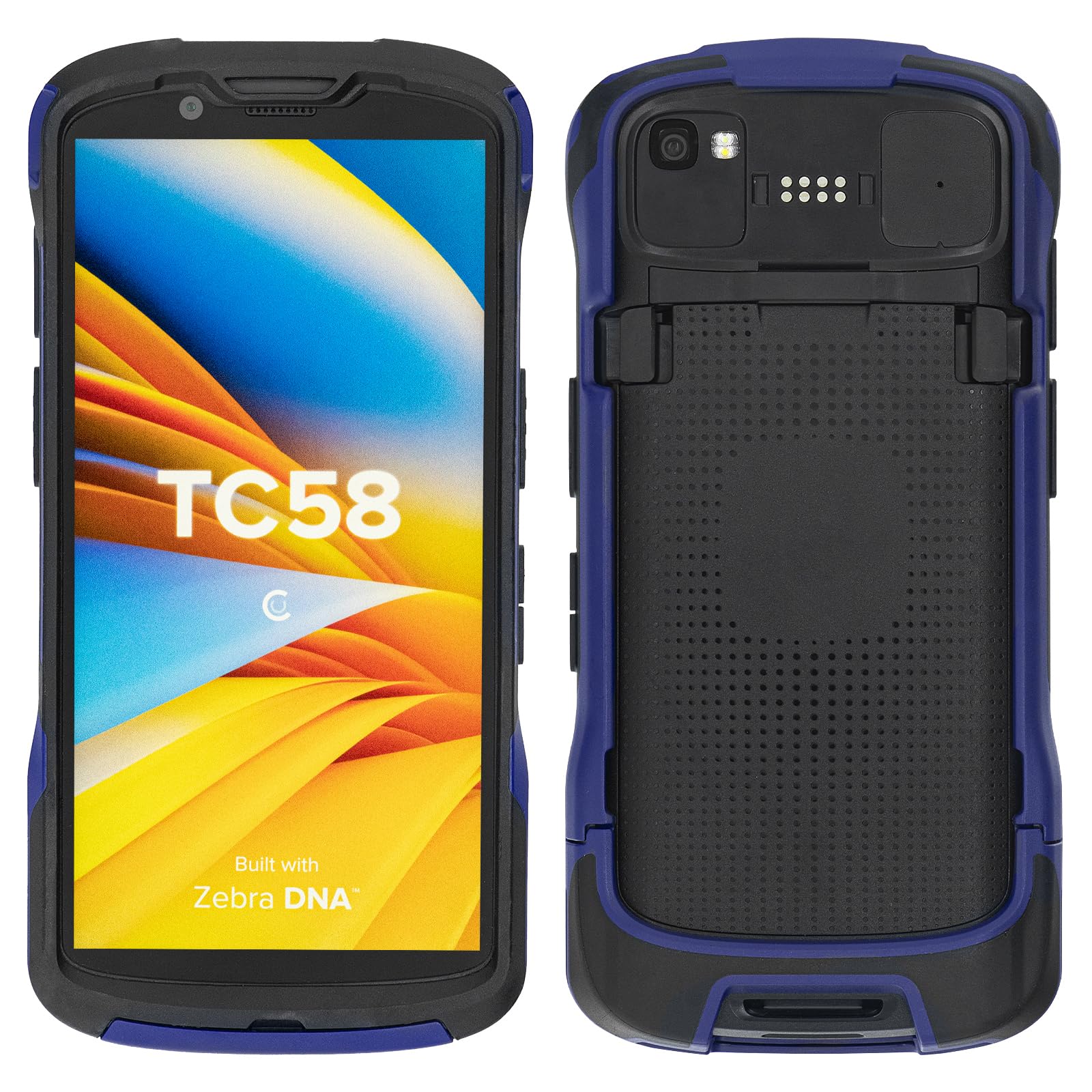 Protective Case Bumper Cover for Zebra Symbol TC53 TC58 Handheld Barcode Scanner Mobile Computer, Rugged Case Blue & Black