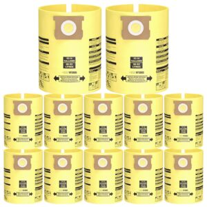 10pcs 10-14 gallon vacuum bags for shop vac bags, disposable wet dry vaccum collection bags replace part type i #90672 9067200, type f #90662 9066200 9066233, vf2005 (yellow)