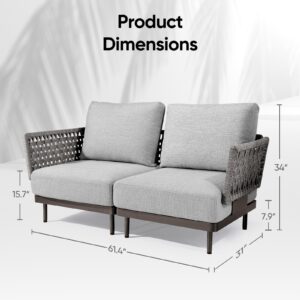 WOWT Loveseat Sofa, Comfy Couch with Cushion, Sofa Couch with Aluminum Frame, Modern Couch with Extra Deep Seat, Sofa for Bedroom, Loveseat Office Couch for Living Room, Apartment,Grey