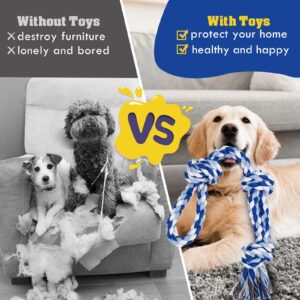 [3 Pack] Dog Rope Toys, Indestructible Dog Toys for Large and Medium Aggressive Chewers, Heavy Duty Dog Rope Toy for Large Breed, 100% Cotton Tug of War Dog Chew Toys for Boredom, Teeth Cleaning