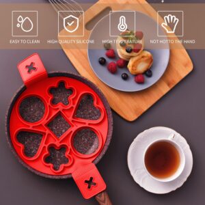 2 Pcs Silicone Pancake Molds,Reusable 7 Holes Flip And Cook Pancake Maker, Silicone Non-Stick Pancake Machine Egg Ring,For Making Fluffy Chicken Rolls And Art Cake