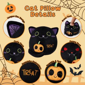 Halloween Black Cat Plush Gifts - Two-Sided Black Cat Halloween Stuffed Animal Toy,Trick or Treat,9.4" Soft Stuffed Black Cat Pumpkin Throw Pillow Gift for Kids Birthday Halloween Decorations,1 Piece