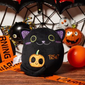 Halloween Black Cat Plush Gifts - Two-Sided Black Cat Halloween Stuffed Animal Toy,Trick or Treat,9.4" Soft Stuffed Black Cat Pumpkin Throw Pillow Gift for Kids Birthday Halloween Decorations,1 Piece