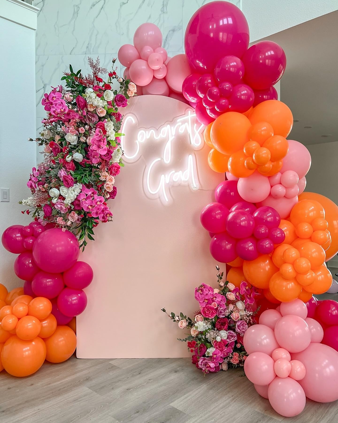 Pink and Orange Balloon Arch Kit, Double Stuffed Olive Green Hot Pink Orange Balloons, Pastel Pink Balloon Arch Kit for Baby Shower Birthday Wedding Bridal Summer Wonderland Party Supplies