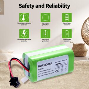 Durqomu 14.4V 2600mAh Li-ion Battery Replacement Compatible with X500 Eufy Robovac 11S MAX 12 15C 15T MAX 25C 30C G10 Hybrid G20 G30 G35 Edge R450 R500 and Ecovacs Deebot N79 N79S DN622