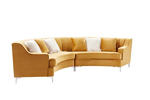 ERYE Contemporary Half-Moon Curved Symmetrical Modular Sectional Sofa for Living Room, 6 Toss Pillows Included, 140.94”Lx 41.73”Wx 33.46”H