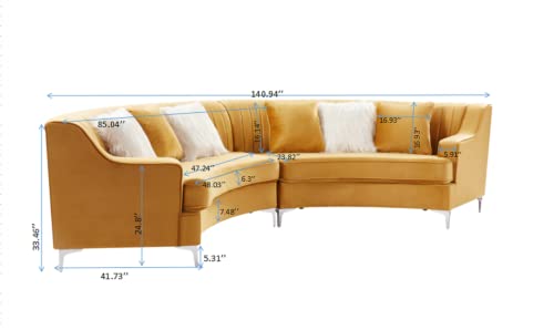 ERYE Contemporary Half-Moon Curved Symmetrical Modular Sectional Sofa for Living Room, 6 Toss Pillows Included, 140.94”Lx 41.73”Wx 33.46”H