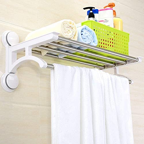 Towel Racks Towel Rack Towel Bar Suction Cup Bathroom,Towel Holder Wall Mounted,Self Adhesive Hand Towel Holder with Double Bar Stainless Steel,Kitchen Bath Towel Shelf Yearn for