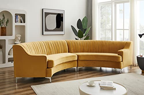 ERYE Contemporary Half-Moon Curved Symmetrical Modular Sectional Sofa for Living Room, 6 Toss Pillows Included, 140.94”Lx 41.73”Wx 33.46”H