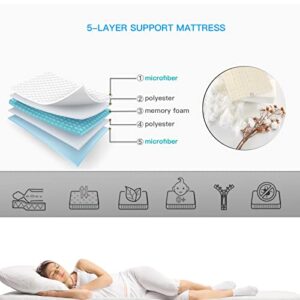 Heimorn Japanese Floor Futon Mattress, 4" Thicken Tatami Mat Sleeping Pad Foldable Roll Up Boys Girls Dormitory Mattress Kids Lounger Pillow Bed, Blue, Queen