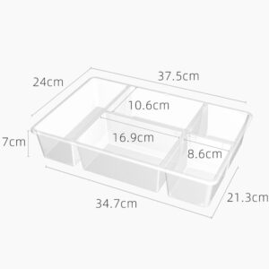 Chemlliy Clear Large Solutions Box with Cover, Art & Craft Organizer with 5 Dividers, Plastic Storage Case for Convenient and Versatile Storage, Ideal for Various Craft Supplies, 1 Pack