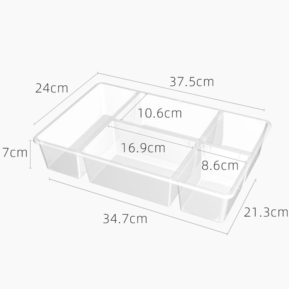 Chemlliy Clear Large Solutions Box with Cover, Art & Craft Organizer with 5 Dividers, Plastic Storage Case for Convenient and Versatile Storage, Ideal for Various Craft Supplies, 1 Pack