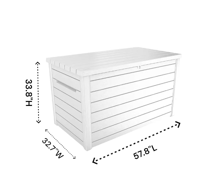 Generic 230-Gallon XXL Deck Storage Box Outdoor Patio Container (White)