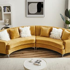 ERYE Contemporary Half-Moon Curved Symmetrical Modular Sectional Sofa for Living Room, 6 Toss Pillows Included, 140.94”Lx 41.73”Wx 33.46”H