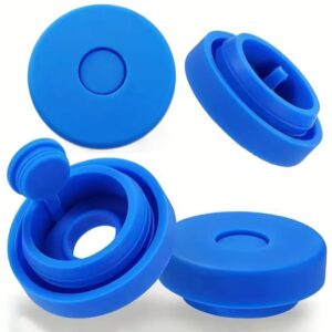 Unique Lot 4pcs 3 & 5 Gallon Water Jug Cap, Reusable 5 Gallon Water Jug Cover for Standard/Screw Tops, Silicone Leak Proof Lids for 55mm Bottles, Water Jug Lid {Blue}