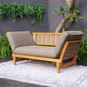 Cambridge Casual Auburn Sofabed, Natural Teak/Cast Shale