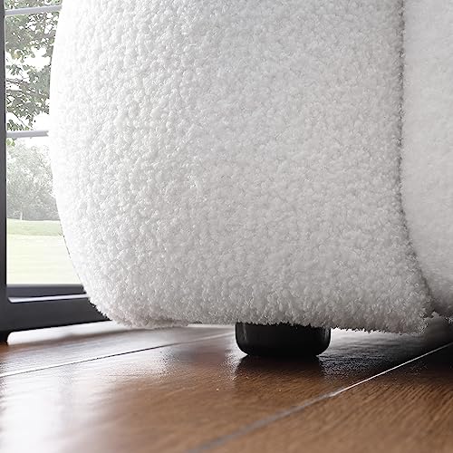 EOVTK 84.3" Marshmallow Sofa with Deep 3 Seats, Modern Boucle Fabric Tufted Cloud Sleeper Couch with 2 Pillows, for Living Room Apartment Office, White