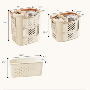 OptmAVth Collapsible Laundry Basket/Hamper, Foldable and Durable, Separater Basket, Room Storage and Organization, Begie