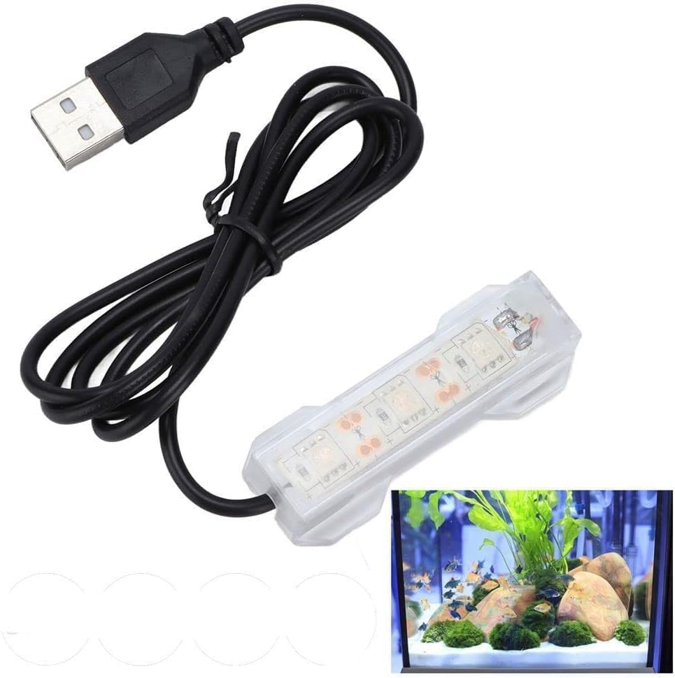 Xinjincang Blue Light Small Aquarium Led Light, Multicolor Led Fish Tank Light for Freshwater Plants Aquarium Accessories，Fish and Aquatic Pets, Pet Supplies, White