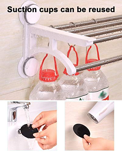 Towel Racks Towel Rack Towel Bar Suction Cup Bathroom,Towel Holder Wall Mounted,Self Adhesive Hand Towel Holder with Double Bar Stainless Steel,Kitchen Bath Towel Shelf Yearn for