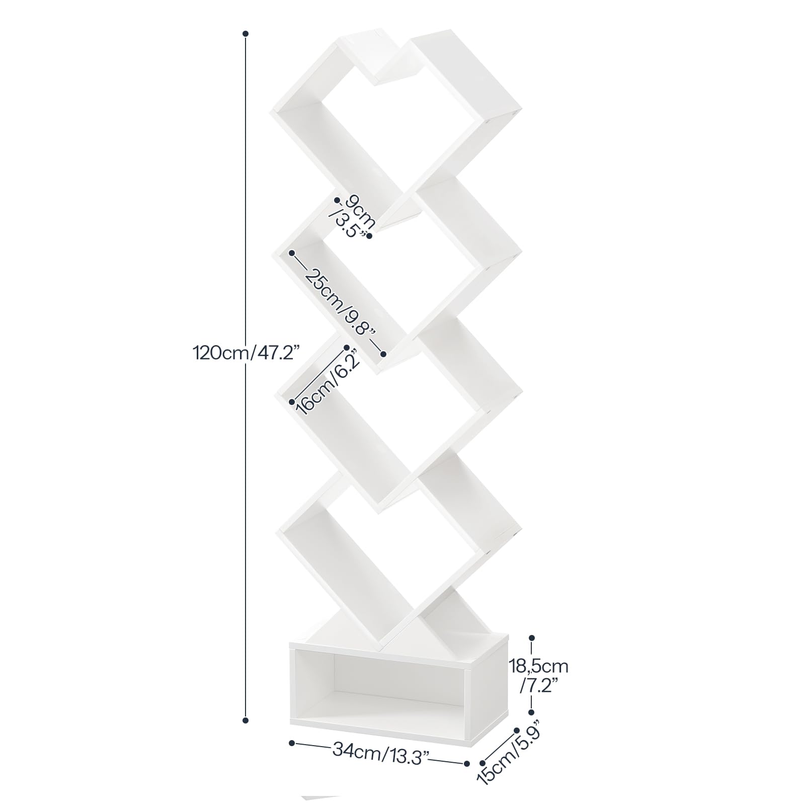 HOOBRO Bookshelf, 5-Tier Tree Bookcase, White Modern Heart Shaped Floor Standing Book Storage Rack for CDs in Small Space, Wooden Shelf for Study, Home Office, Living Room, Bedroom, White WT05SJ01