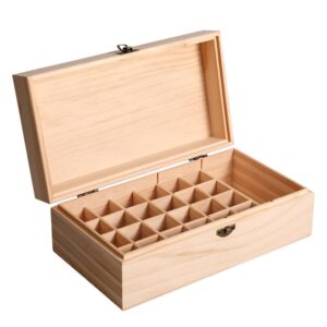 qrzlp wooden essential oil box, ssential oils storage container holds 25 bottles size 5-15 ml aromatherapy holder carrying case for makeup nail polish perfume.