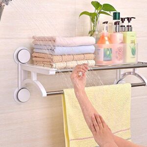 Towel Racks Towel Rack Towel Bar Suction Cup Bathroom,Towel Holder Wall Mounted,Self Adhesive Hand Towel Holder with Double Bar Stainless Steel,Kitchen Bath Towel Shelf Yearn for