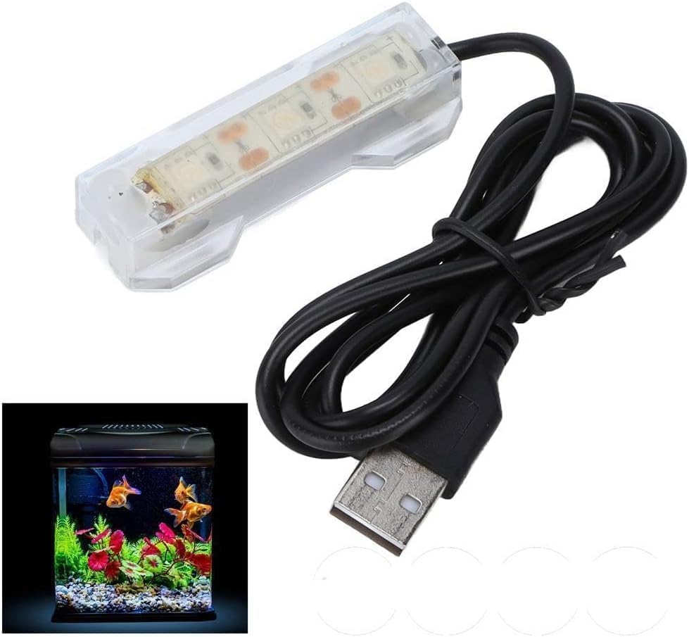 Xinjincang Blue Light Small Aquarium Led Light, Multicolor Led Fish Tank Light for Freshwater Plants Aquarium Accessories，Fish and Aquatic Pets, Pet Supplies, White