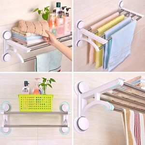 Towel Racks Towel Rack Towel Bar Suction Cup Bathroom,Towel Holder Wall Mounted,Self Adhesive Hand Towel Holder with Double Bar Stainless Steel,Kitchen Bath Towel Shelf Yearn for