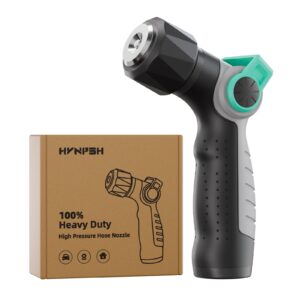 hvnpsh garden hose nozzle sprayer, 100% heavy duty metal high pressure hose nozzle with 4 spray patterns, thumb control on off valve for lawn & plant watering, car & pet washing