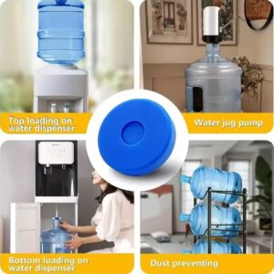 Unique Lot 4pcs 3 & 5 Gallon Water Jug Cap, Reusable 5 Gallon Water Jug Cover for Standard/Screw Tops, Silicone Leak Proof Lids for 55mm Bottles, Water Jug Lid {Blue}