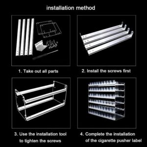 Cigarette Display Rack Shelf, Acrylic Rectangular Countertop/Wall Mounted Cigarette Display Box, Auto Cigarette Pusher Pushers, Easy to Install, for Stores Sale Counter(Size:45x29x28cm/18x11x11in)