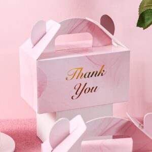 VGOODALL 16PCS Party Favor Boxes, Mini Pink Gable Boxes Marbleized Gift Boxes Thank You Gift Boxes Treat Boxes for Birthday Wedding Party Bridal Shower, 6×3.5×3.4 Inch