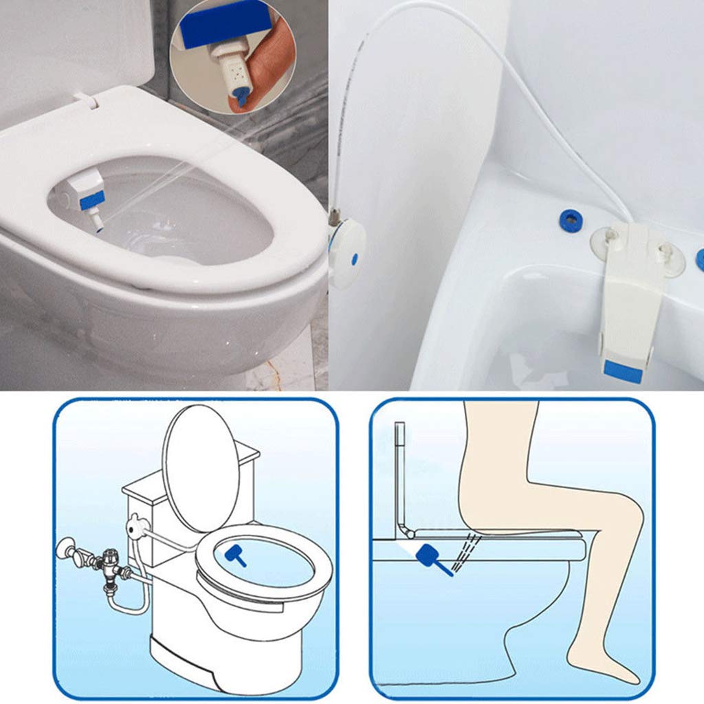 IWOMA For Smart-Toilet For Seat-Bidet For Fresh-Water Spray Clean Kit Automatic Ass-Flusher Toilet Attachment Rinse Safe Non-E Bathroom Sets Accessory Blue And Red