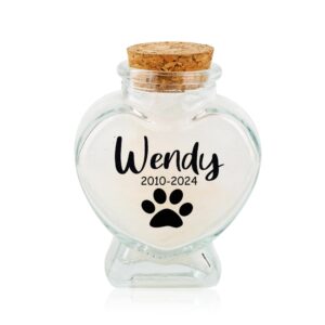 personalized pet fur memorial jar, memorial bottle for pet hair, personalized pet hair keepsake bottle, pet memorial urn glass bottles, dog cat hair ashes storage box, sympathy gift for pet lover